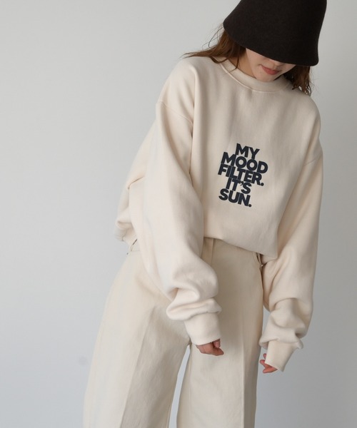 CANAL JEAN（キャナルジーン）の「El mar(エルマール) "MY MOOD"裏起毛トレーナー（スウェット・レディース・ブルー/クリーム/ヘザーグレー・ONE SIZE）」の3枚目の写真