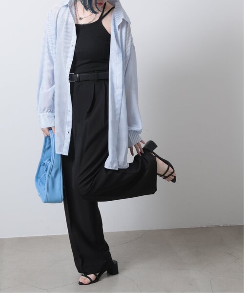 RAY CASSIN(レイカズン)の「シアーストライプシャツ(シャツ/ブラウス・レディース・ブルー/ネイビー/ピンク/グリーン/イエロー/ブラック・FREE)」の18枚目の写真