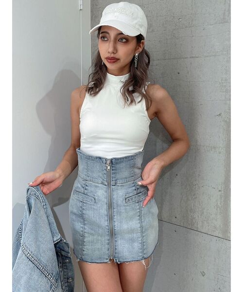GYDA(ジェイダ)の「【セットアップ着用可】H/W ZIP UPデニムタイトスカートライクショートパンツ(デニムスカート・レディース・ブルー/ライトブルー・SMALL/MEDIUM)」の10枚目の写真