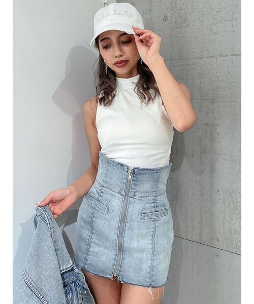 GYDA(ジェイダ)の「【セットアップ着用可】H/W ZIP UPデニムタイトスカートライクショートパンツ(デニムスカート・レディース・ブルー/ライトブルー・SMALL/MEDIUM)」の6枚目の写真