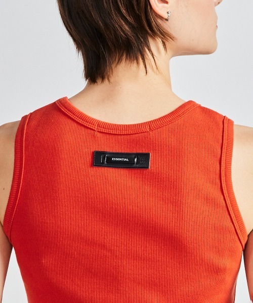 ESSENTIAL(エッセンシャル)の「ESSENTIAL/ ロゴ刺繍タンクトップ(タンクトップ・レディース・オフホワイト/ネイビー/オレンジ・36/38)」の9枚目の写真