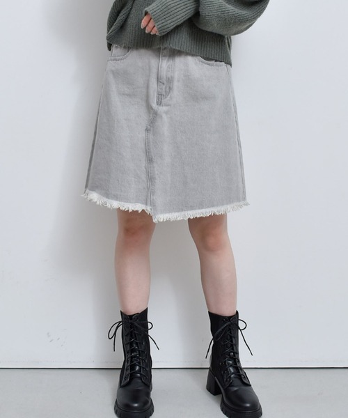 RETRO GIRL(レトロガール)の「デニムミニSK(デニムスカート・レディース・ライトグレー/ブラック/ダークブルー・FREE)」の2枚目の写真