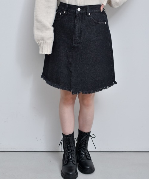 RETRO GIRL(レトロガール)の「デニムミニSK(デニムスカート・レディース・ライトグレー/ブラック/ダークブルー・FREE)」の1枚目の写真