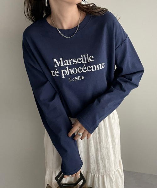 DISCOAT(ディスコート)の「【WEB限定】エンブロイダリーロゴロングスリーブTシャツ(Tシャツ/カットソー・レディース・ネイビー/ホワイト/チャコールグレー/オフホワイト・FREE)」の12枚目の写真