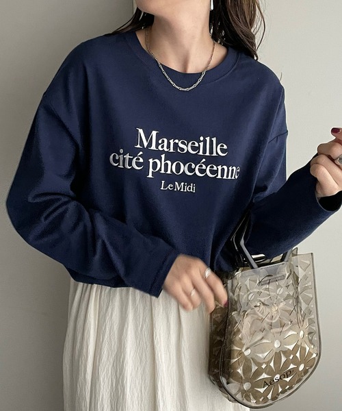 DISCOAT(ディスコート)の「【WEB限定】エンブロイダリーロゴロングスリーブTシャツ(Tシャツ/カットソー・レディース・ネイビー/ホワイト/チャコールグレー/オフホワイト・FREE)」の13枚目の写真