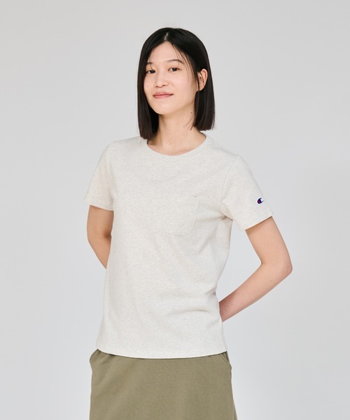 Champion(チャンピオン)の「【Champion/チャンピオン】レディース ショートスリーブポケットTシャツ(Tシャツ/カットソー・レディース・ホワイト/グレー/グリーン系その他/ライトピンク/ブラック/ベージュ系その他3/ブラウン/オートミール/グリーン系その他2/ブルー系その他2/バーガンディー/ネイビー・MEDIUM/LARGE)」の5枚目の写真