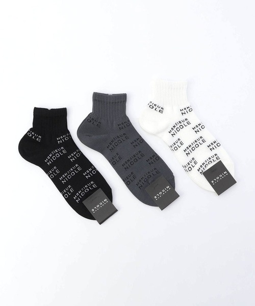 MONSIEUR NICOLE（ムッシュニコル）の「ロゴ アンクルソックス（ソックス/靴下・メンズ・ホワイト/ブラック/グレー・FREE）」の6枚目の写真