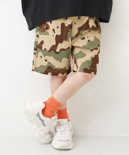 devirock（デビロック）の「よくばりストレッチ ツイル 総柄ベイカーハーフパンツ（その他パンツ・キッズ・ダークベージュ/ブラック/グレー系その他/グリーン系1/ベージュ系1/パープル系1・100cm/110cm/120cm/130cm/140cm/150cm/160cm）」の3枚目の写真