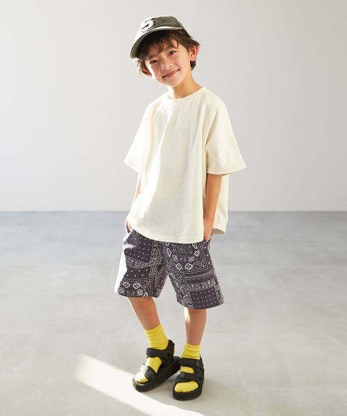 devirock（デビロック）の「よくばりストレッチ ツイル 総柄ベイカーハーフパンツ（その他パンツ・キッズ・ダークベージュ/ブラック/グレー系その他/グリーン系1/ベージュ系1/パープル系1・100cm/110cm/120cm/130cm/140cm/150cm/160cm）」の8枚目の写真