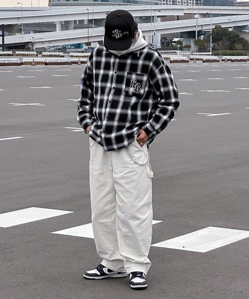 kutir（クティール）の「ロゴ刺繍オンブレチェックビッグシャツ（シャツ/ブラウス・メンズ・パープル系その他/ホワイト系その他/グレー・SMALL/LARGE/MEDIUM）」の19枚目の写真