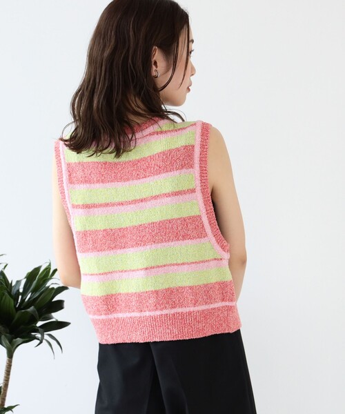 Ray BEAMS（レイビームス）の「Ray BEAMS / メランジ ボーダー ベスト（ベスト・レディース・ブルー系その他3/レッド・ONE SIZE）」の14枚目の写真