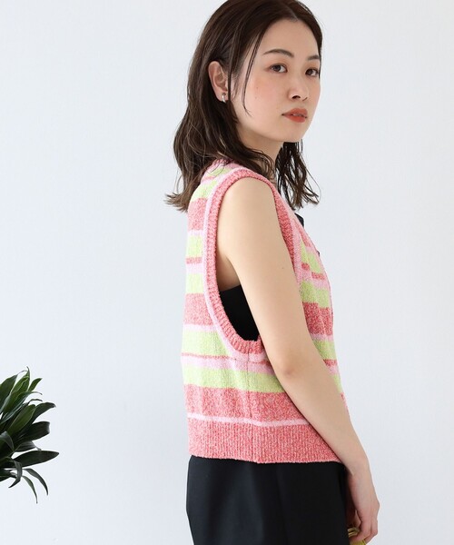 Ray BEAMS（レイビームス）の「Ray BEAMS / メランジ ボーダー ベスト（ベスト・レディース・ブルー系その他3/レッド・ONE SIZE）」の13枚目の写真