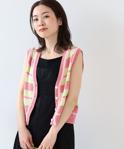 Ray BEAMS（レイビームス）の「Ray BEAMS / メランジ ボーダー ベスト（ベスト・レディース・ブルー系その他3/レッド・ONE SIZE）」の12枚目の写真