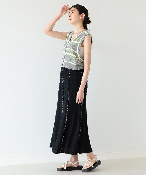 Ray BEAMS（レイビームス）の「Ray BEAMS / メランジ ボーダー ベスト（ベスト・レディース・ブルー系その他3/レッド・ONE SIZE）」の10枚目の写真