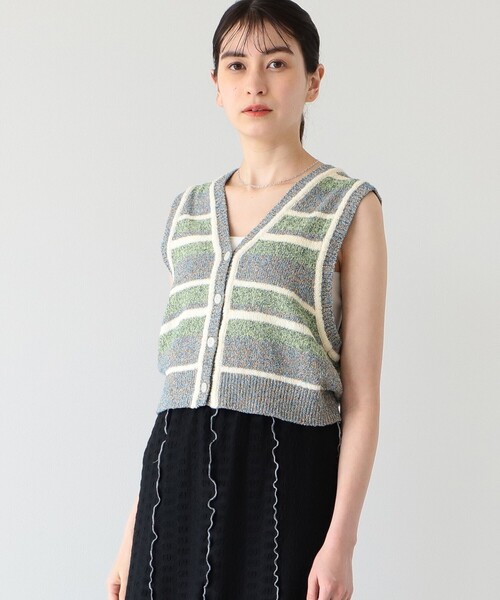 Ray BEAMS（レイビームス）の「Ray BEAMS / メランジ ボーダー ベスト（ベスト・レディース・ブルー系その他3/レッド・ONE SIZE）」の9枚目の写真