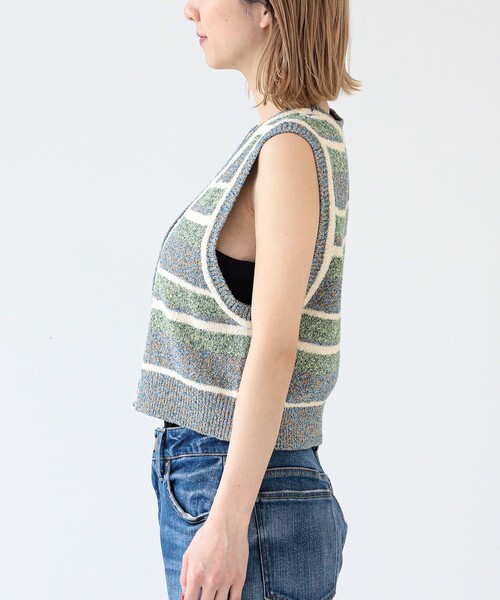 Ray BEAMS（レイビームス）の「Ray BEAMS / メランジ ボーダー ベスト（ベスト・レディース・ブルー系その他3/レッド・ONE SIZE）」の18枚目の写真