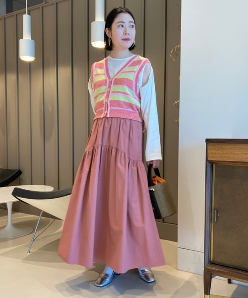 Ray BEAMS（レイビームス）の「Ray BEAMS / メランジ ボーダー ベスト（ベスト・レディース・ブルー系その他3/レッド・ONE SIZE）」の22枚目の写真