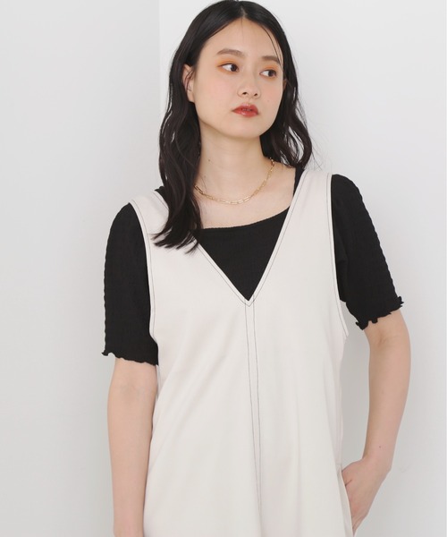 N.(N. Natural Beauty Basic)(エヌエヌナチュラルビューティーベーシック)の「◆スクエアネックカットソー(Tシャツ/カットソー・レディース・オレンジ/オフホワイト/ブラック・MEDIUM)」の9枚目の写真