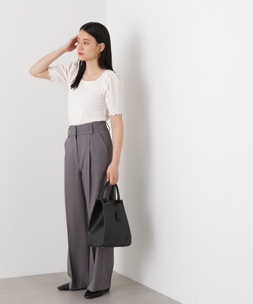 N.(N. Natural Beauty Basic)(エヌエヌナチュラルビューティーベーシック)の「◆スクエアネックカットソー(Tシャツ/カットソー・レディース・オレンジ/オフホワイト/ブラック・MEDIUM)」の5枚目の写真