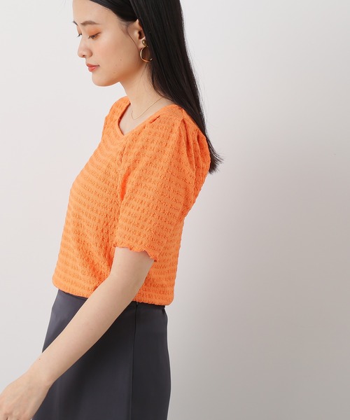 N.(N. Natural Beauty Basic)(エヌエヌナチュラルビューティーベーシック)の「◆スクエアネックカットソー(Tシャツ/カットソー・レディース・オレンジ/オフホワイト/ブラック・MEDIUM)」の15枚目の写真