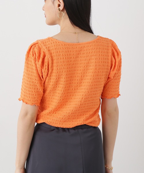 N.(N. Natural Beauty Basic)(エヌエヌナチュラルビューティーベーシック)の「◆スクエアネックカットソー(Tシャツ/カットソー・レディース・オレンジ/オフホワイト/ブラック・MEDIUM)」の16枚目の写真