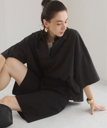 ANGIE | インドボイルシアー半袖オーバーシャツ/無地/ストライプ(シャツ/ブラウス)