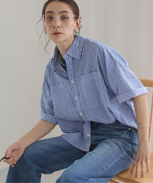 ブラウス シャツ kacaレギュラーオーバーシャツ レディース メンズ loose regular collar over shirt / ルーズレギュラーカラー