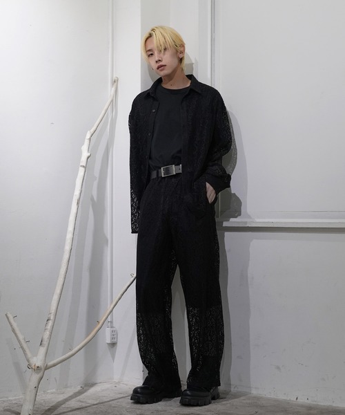 G.O.C（ジーオーシー）の「レイヤードレースワイドパンツ（その他パンツ・メンズ・ホワイト/ブラック・MEDIUM/LARGE）」の4枚目の写真