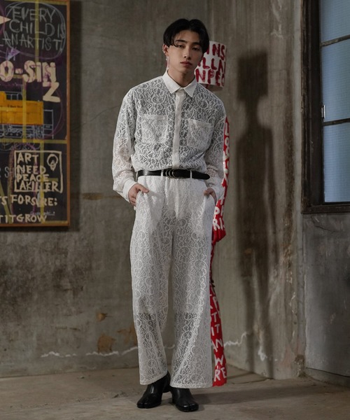 G.O.C（ジーオーシー）の「レイヤードレースワイドパンツ（その他パンツ・メンズ・ホワイト/ブラック・MEDIUM/LARGE）」の10枚目の写真