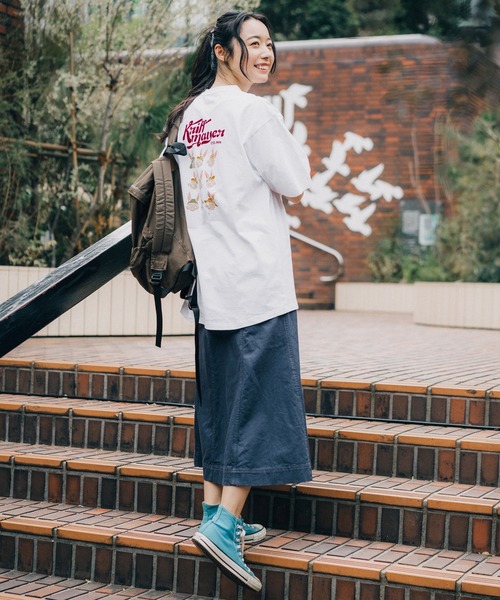 KRIFF MAYER Lady's Collection（クリフメイヤーレディースコレクション）の「キャンプラビットAラインチュニック（Tシャツ/カットソー・レディース・オレンジ/ネイビー/オフホワイト/カラフル/チャコール/ライトグリーン/グレー・LARGE/MEDIUM）」の9枚目の写真