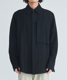 【NVRFRGT/ネヴァーフォーゲット】WOOL LINEN HERRING BONE HOOK FRONT SHIRT