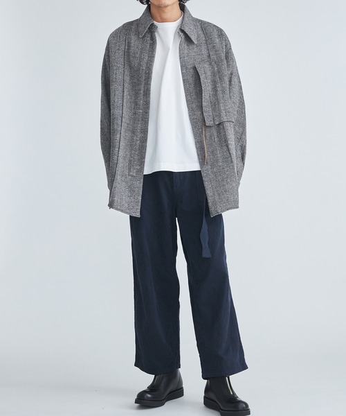 NVRFRGT（ネヴァーフォーゲット）の「【NVRFRGT/ネヴァーフォーゲット】WOOL LINEN HERRING BONE HOOK FRONT SHIRT（シャツ/ブラウス・メンズ・グレー/ブラック・1/2）」の10枚目の写真