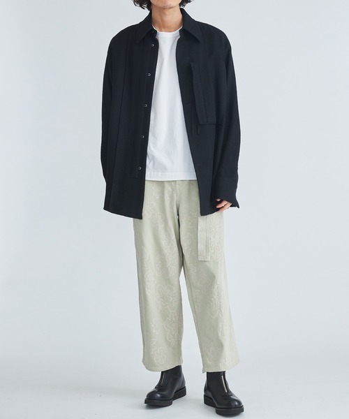 NVRFRGT（ネヴァーフォーゲット）の「【NVRFRGT/ネヴァーフォーゲット】WOOL LINEN HERRING BONE HOOK FRONT SHIRT（シャツ/ブラウス・メンズ・グレー/ブラック・1/2）」の13枚目の写真