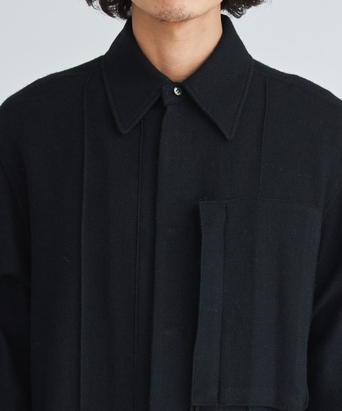 NVRFRGT（ネヴァーフォーゲット）の「【NVRFRGT/ネヴァーフォーゲット】WOOL LINEN HERRING BONE HOOK FRONT SHIRT（シャツ/ブラウス・メンズ・グレー/ブラック・1/2）」の17枚目の写真