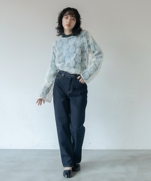 VACANCY(ヴァカンシー)の「フラワーチュールシアートップス(Tシャツ/カットソー・レディース・ブラック/ホワイト・FREE)」の6枚目の写真