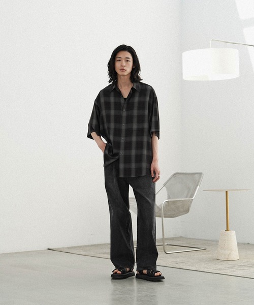 WYM LIDNM（ウィム バイ リドム）の「OMBRE CHECK FLUFFY H/S SHIRT（シャツ/ブラウス・メンズ・ダークグレー/グレー/チャコール/グレー系/アッシュブラウン・S/M/L）」の10枚目の写真