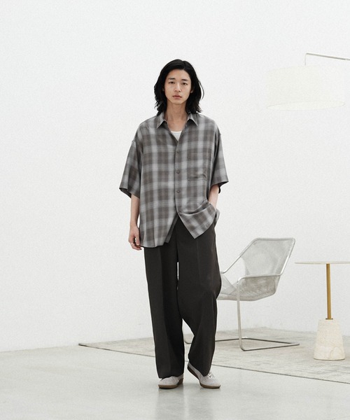 WYM LIDNM（ウィム バイ リドム）の「OMBRE CHECK FLUFFY H/S SHIRT（シャツ/ブラウス・メンズ・ダークグレー/グレー/チャコール/グレー系/アッシュブラウン・S/M/L）」の14枚目の写真