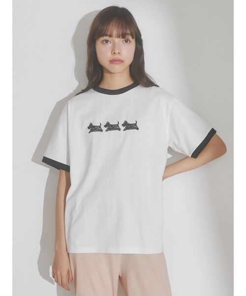 merry jenny（メリージェニー）の「osanpo terrier tee（Tシャツ/カットソー・レディース・オフホワイト/チャコールグレー・FREE）」の11枚目の写真