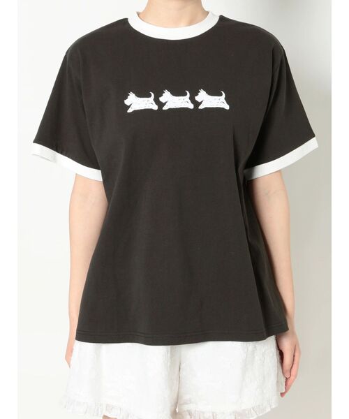 merry jenny（メリージェニー）の「osanpo terrier tee（Tシャツ/カットソー・レディース・オフホワイト/チャコールグレー・FREE）」の19枚目の写真
