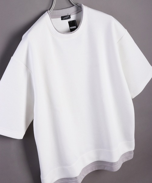WESTSEA(ウエストシー)の「鹿の子ダンボール レイヤード 半袖スウェットT(Tシャツ/カットソー・メンズ・ターコイズブルー/ブルー/ブラック/ライトグレー/オフホワイト/グリーン・M/L)」の2枚目の写真