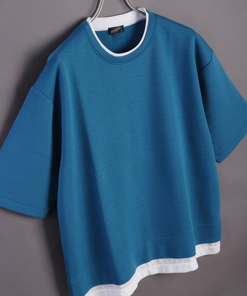 WESTSEA(ウエストシー)の「鹿の子ダンボール レイヤード 半袖スウェットT(Tシャツ/カットソー・メンズ・ターコイズブルー/ブルー/ブラック/ライトグレー/オフホワイト/グリーン・M/L)」の5枚目の写真