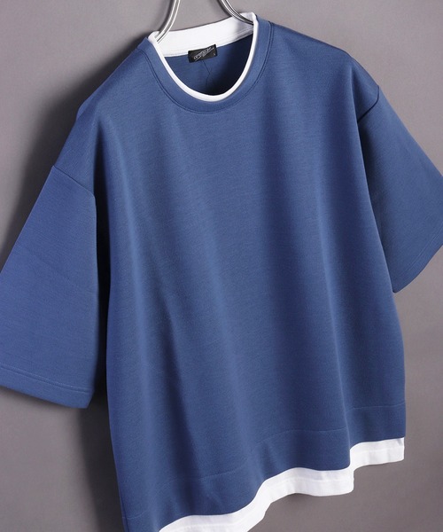 WESTSEA(ウエストシー)の「鹿の子ダンボール レイヤード 半袖スウェットT(Tシャツ/カットソー・メンズ・ターコイズブルー/ブルー/ブラック/ライトグレー/オフホワイト/グリーン・M/L)」の6枚目の写真