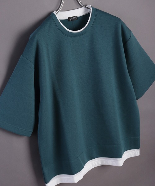 WESTSEA(ウエストシー)の「鹿の子ダンボール レイヤード 半袖スウェットT(Tシャツ/カットソー・メンズ・ターコイズブルー/ブルー/ブラック/ライトグレー/オフホワイト/グリーン・M/L)」の1枚目の写真