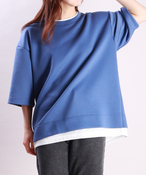 WESTSEA(ウエストシー)の「鹿の子ダンボール レイヤード 半袖スウェットT(Tシャツ/カットソー・メンズ・ターコイズブルー/ブルー/ブラック/ライトグレー/オフホワイト/グリーン・M/L)」の7枚目の写真