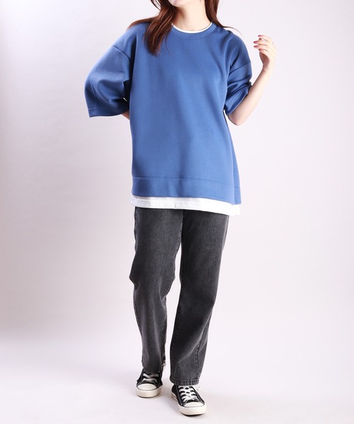 WESTSEA(ウエストシー)の「鹿の子ダンボール レイヤード 半袖スウェットT(Tシャツ/カットソー・メンズ・ターコイズブルー/ブルー/ブラック/ライトグレー/オフホワイト/グリーン・M/L)」の10枚目の写真