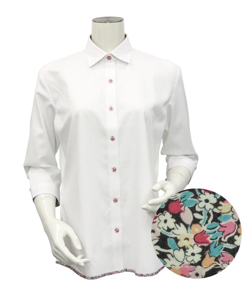 TOKYO SHIRTS（トウキョウシャツ）の「透け防止 形態安定ノーアイロン ワイド衿 七分袖ビジネスワイシャツ（ビジネスシャツ・レディース・ホワイト・S/M/L/LL/XL）」の2枚目の写真