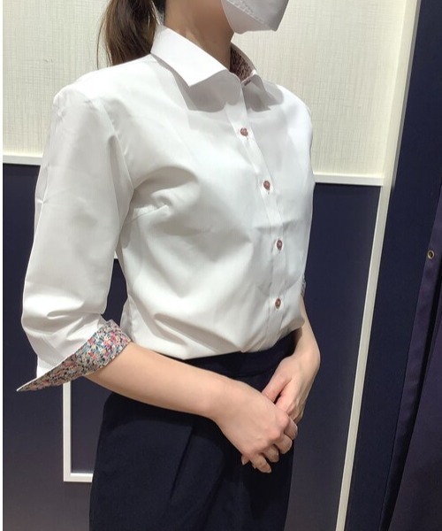 TOKYO SHIRTS（トウキョウシャツ）の「透け防止 形態安定ノーアイロン ワイド衿 七分袖ビジネスワイシャツ（ビジネスシャツ・レディース・ホワイト・S/M/L/LL/XL）」の12枚目の写真