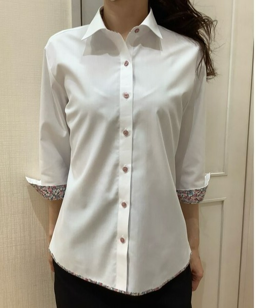 TOKYO SHIRTS（トウキョウシャツ）の「透け防止 形態安定ノーアイロン ワイド衿 七分袖ビジネスワイシャツ（ビジネスシャツ・レディース・ホワイト・S/M/L/LL/XL）」の10枚目の写真