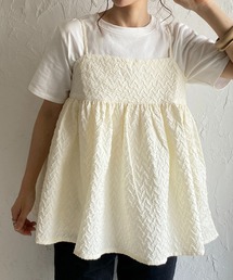 She's Closet（シーズクローゼット）の「ボリュームフレアギャザーふくれジャガードペプラムキャミソールトップス（キャミソール）」