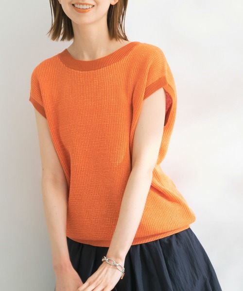 URBAN RESEARCH ROSSO（アーバンリサーチロッソ）の「ペーパーヤーン2WAYニットプルオーバー（ニット/セーター・レディース・オレンジ/ネイビー/オフホワイト・FREE）」の14枚目の写真